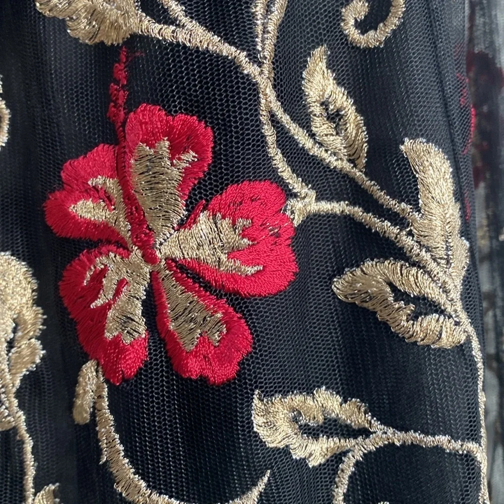 Soft Surroundings Embroidered Skirt Fairy Goth Gold‎ Romantic